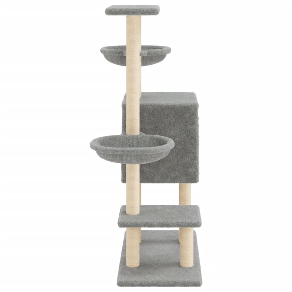 Škrabadlo pro kočky se sisalovými sloupky světle šedé 117 cm