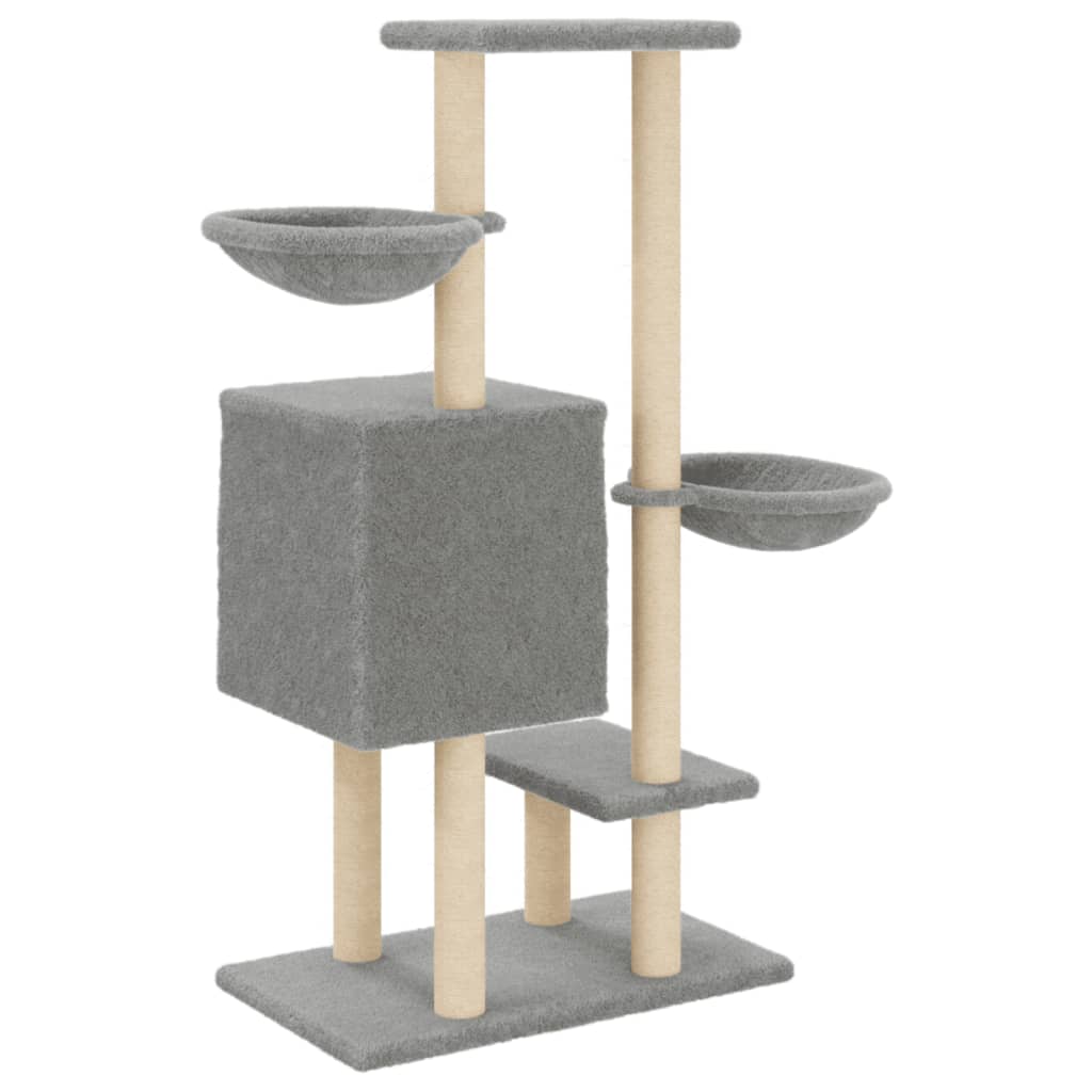 Škrabadlo pro kočky se sisalovými sloupky světle šedé 117 cm