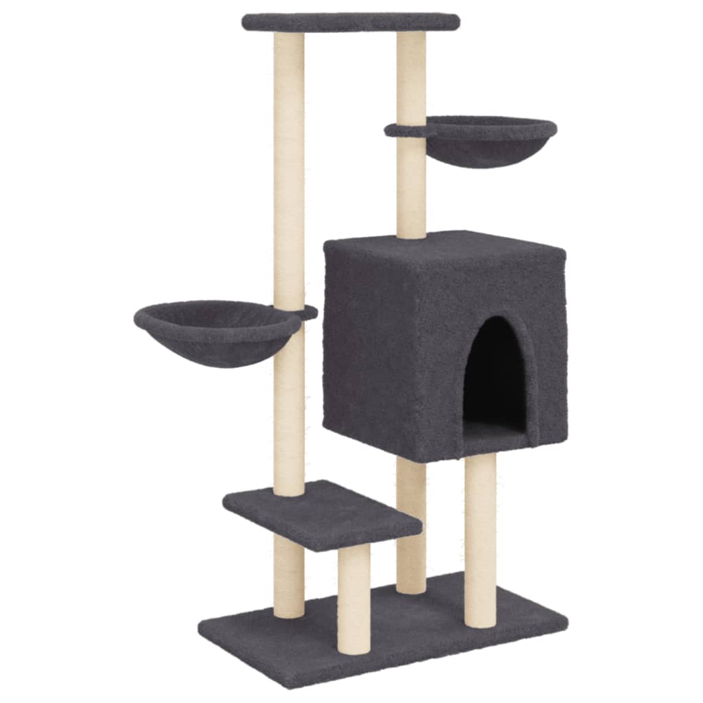 Škrabadlo pro kočky se sisalovými sloupky tmavě šedé 117 cm
