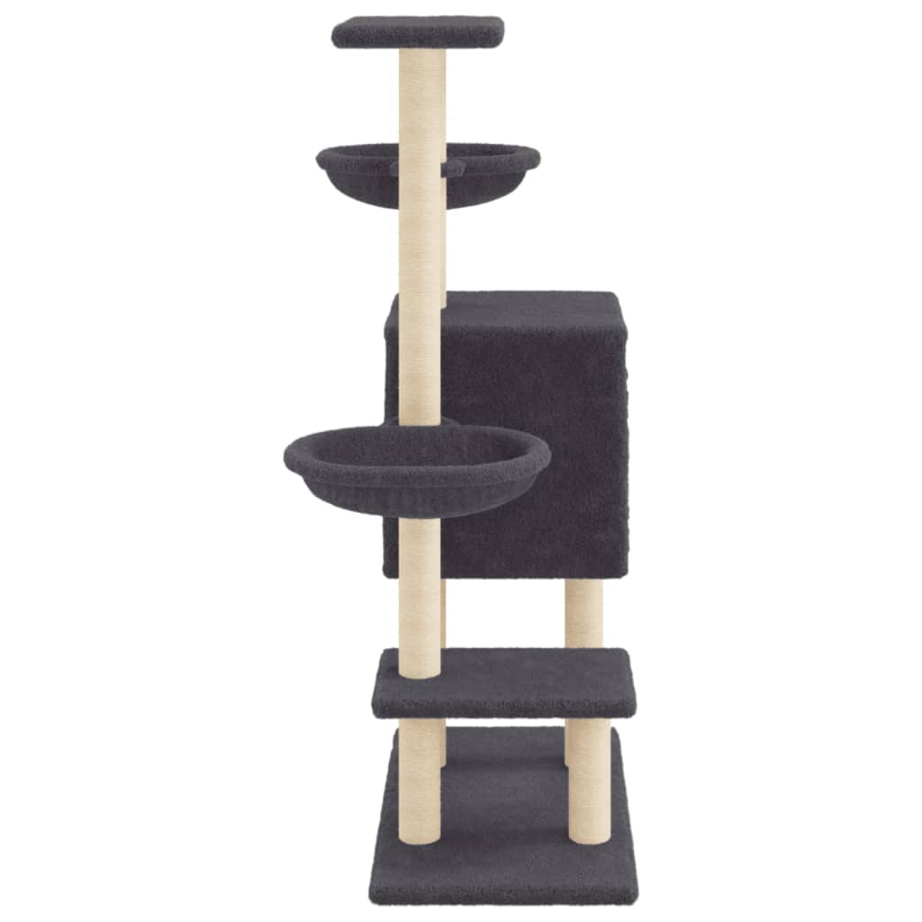 Škrabadlo pro kočky se sisalovými sloupky tmavě šedé 117 cm