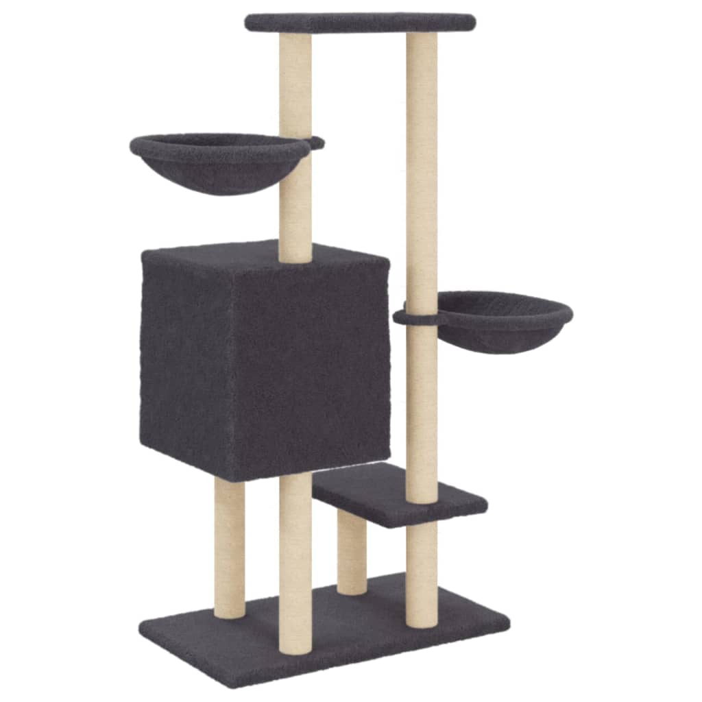 Škrabadlo pro kočky se sisalovými sloupky tmavě šedé 117 cm