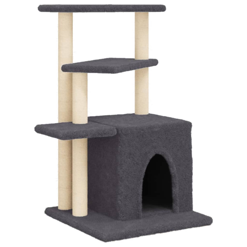 Škrabadlo pro kočky se sisalovými sloupky tmavě šedé 83,5 cm
