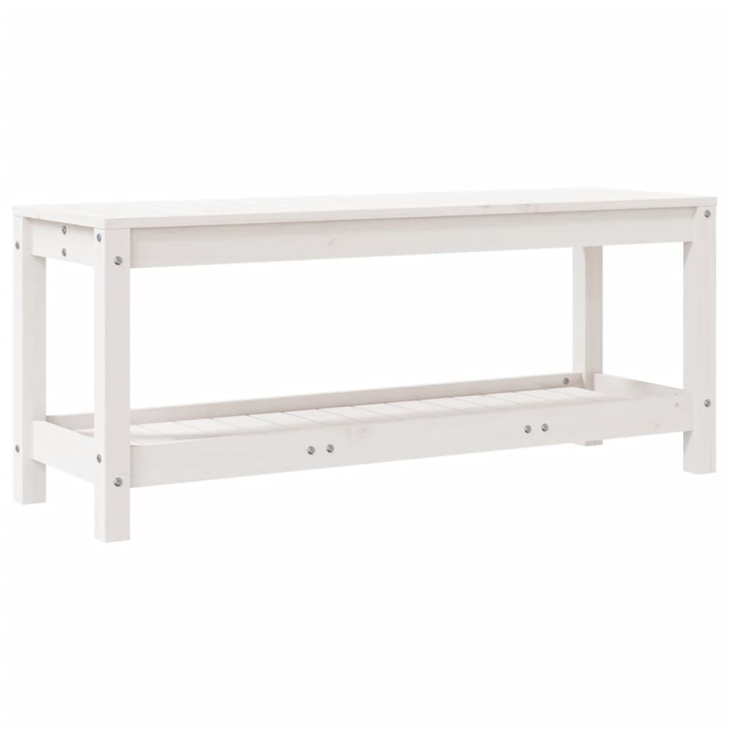 Zahradní lavice bílá 108 x 35 x 45 cm masivní borové dřevo