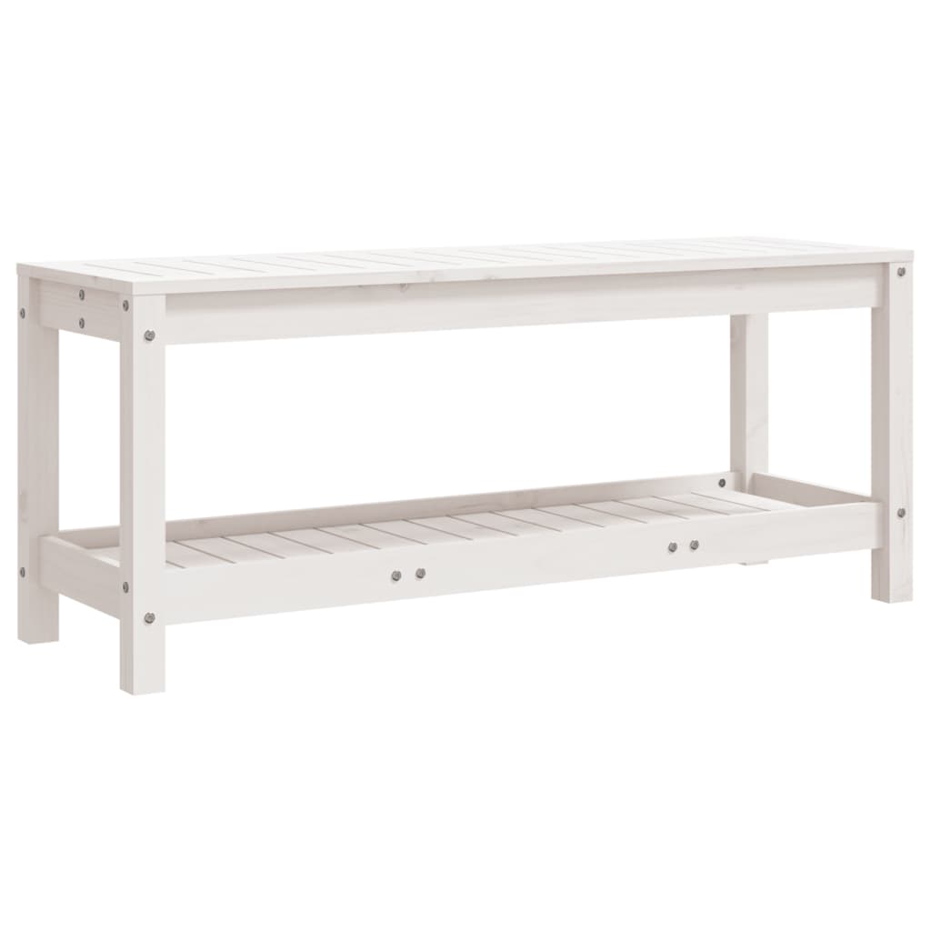 Zahradní lavice bílá 108 x 35 x 45 cm masivní borové dřevo