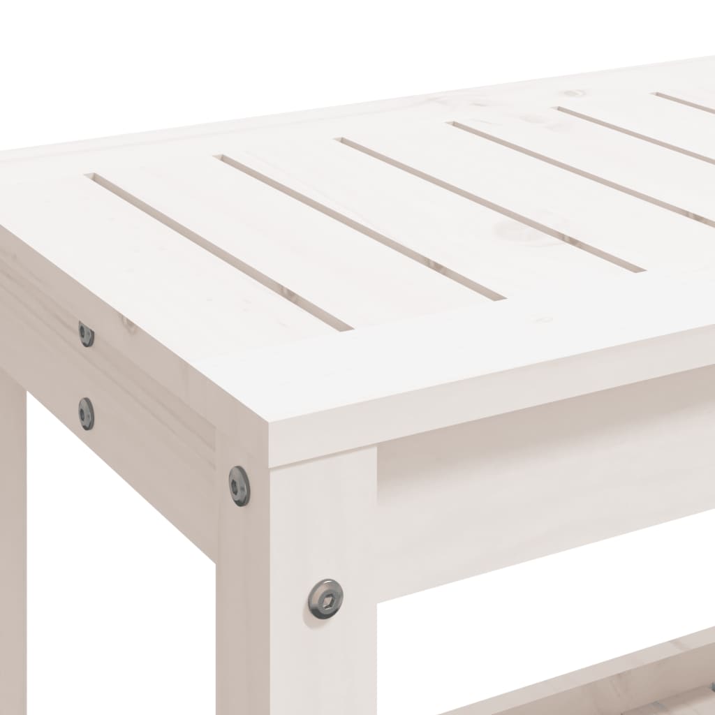 Zahradní lavice bílá 108 x 35 x 45 cm masivní borové dřevo