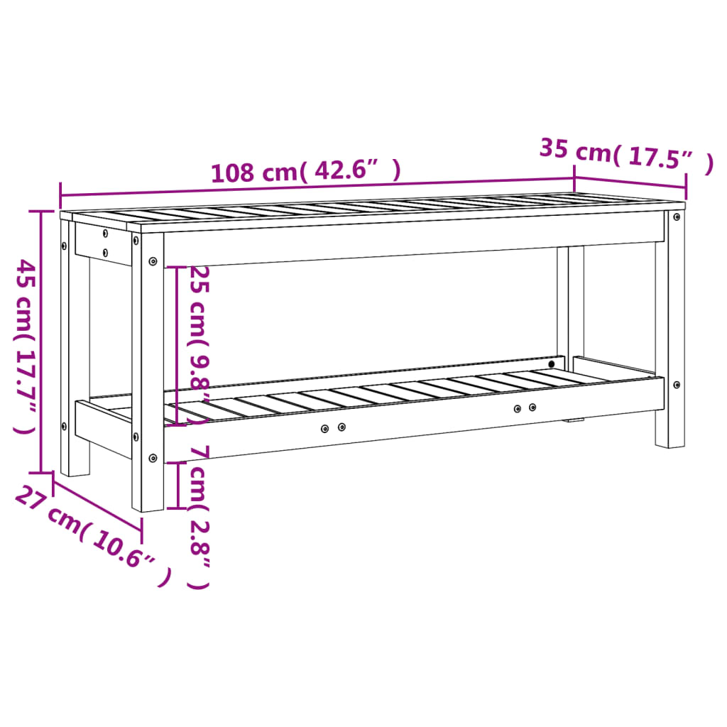 Zahradní lavice 108 x 35 x 45 cm impregnované borové dřevo