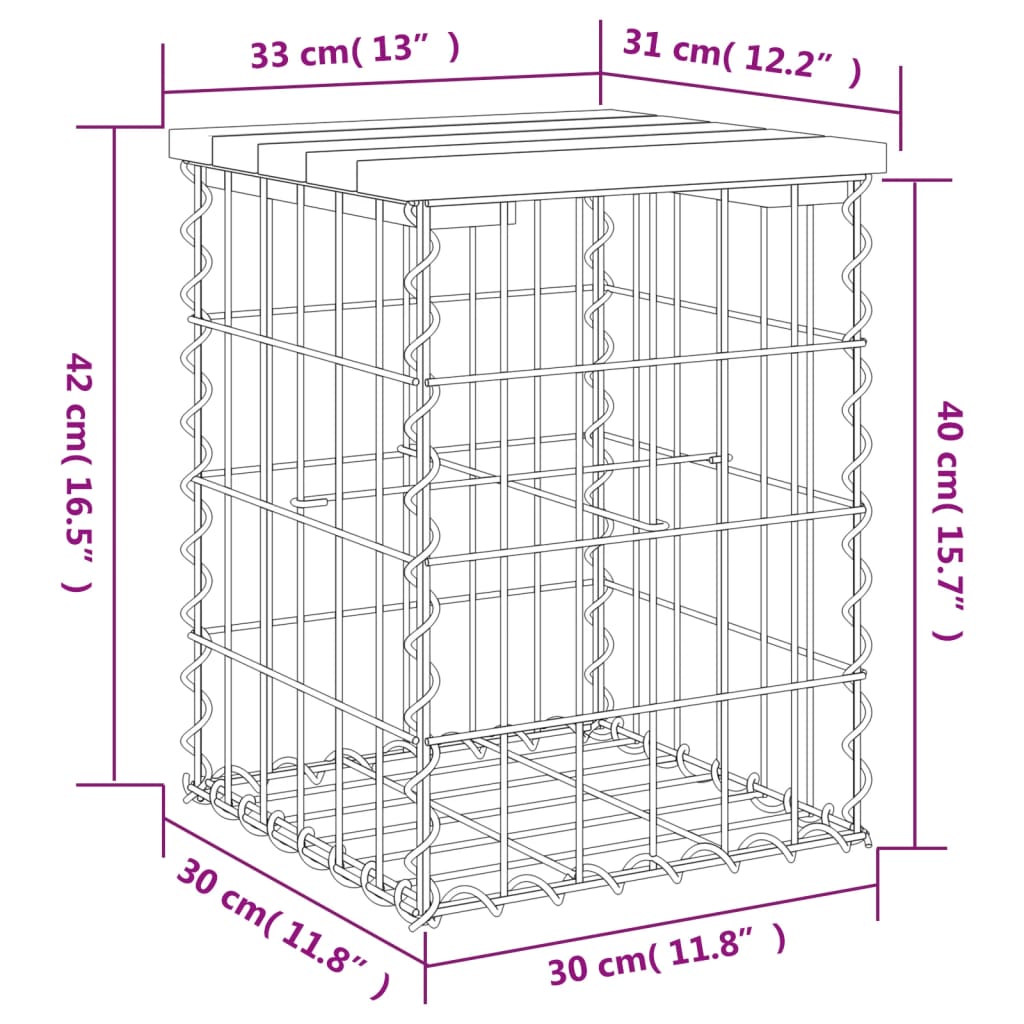 Zahradní lavice gabionový design 33x31x42 cm masivní douglaska