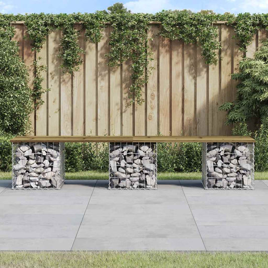 Zahradní lavice gabionový design 203 x 31 x 42 cm borové dřevo