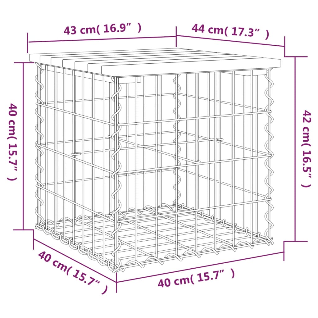 Zahradní lavice gabionový design 43x44x42 cm masivní douglaska