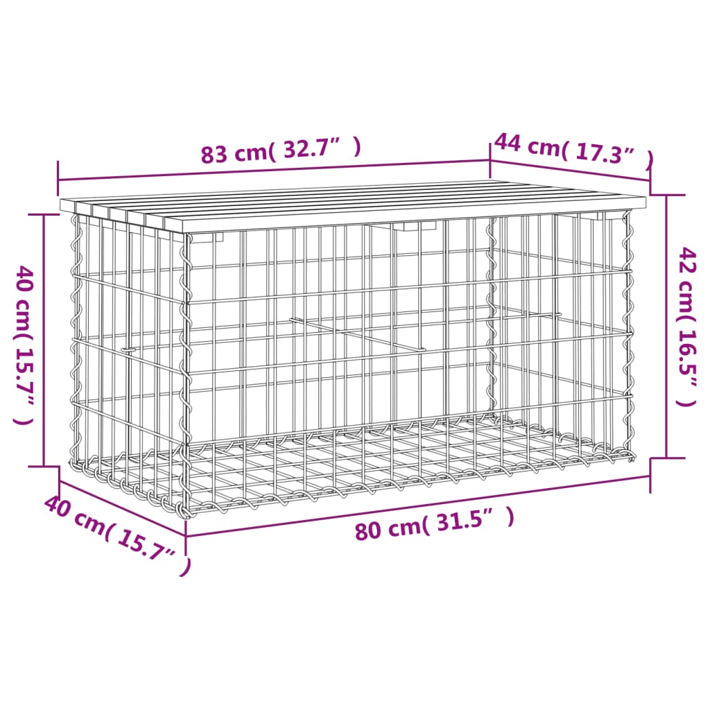 Zahradní lavice gabionový design 83x44x42 cm masivní borovice
