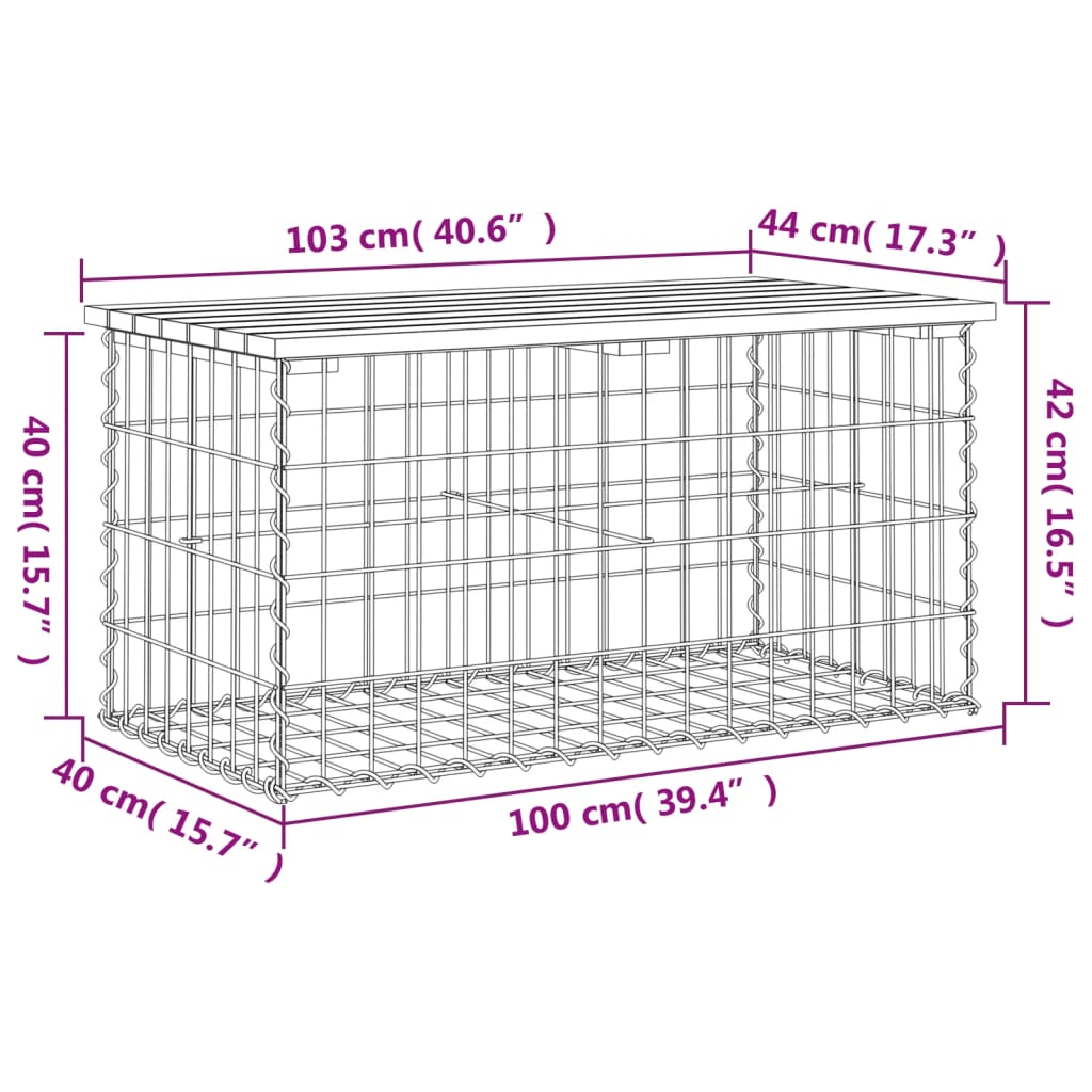 Zahradní lavice gabionový design 103x44x42 cm masivní douglaska