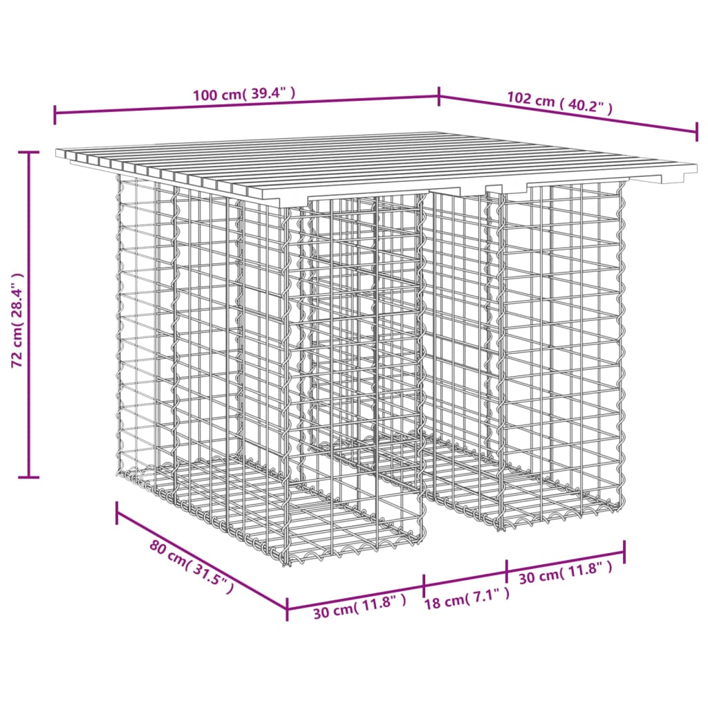 Zahradní lavice gabionový design 100x102x72 cm masivní borovice
