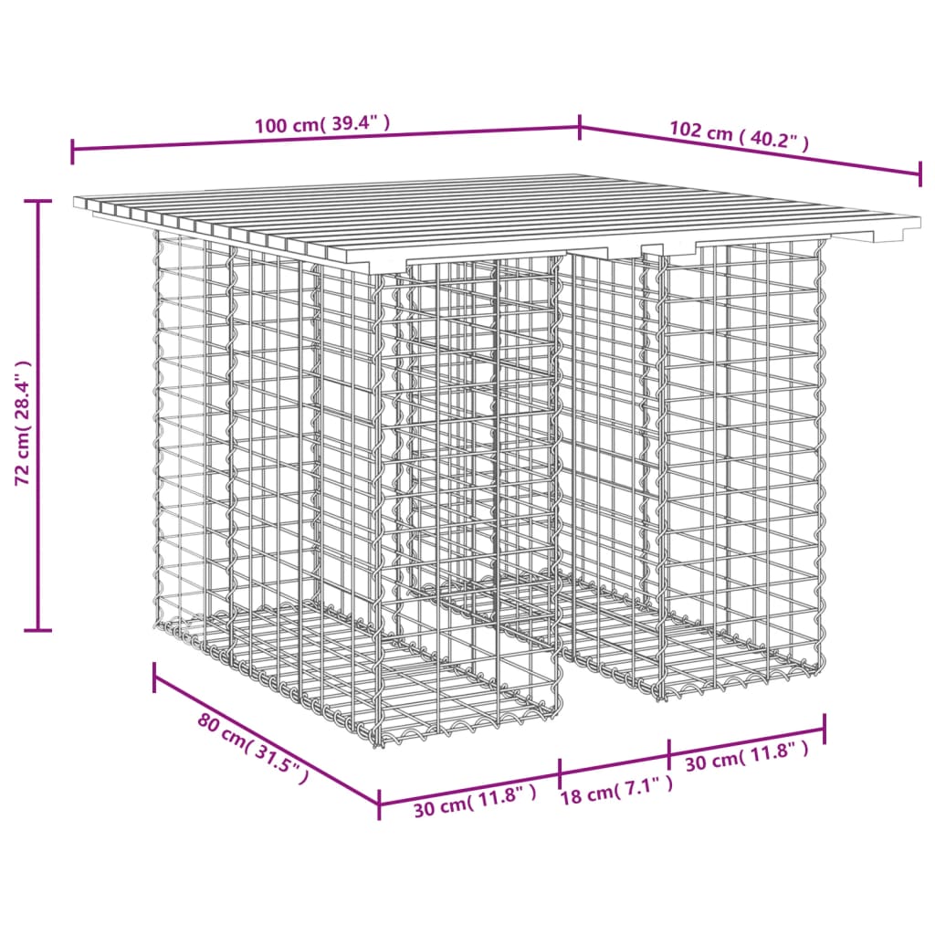 Zahradní lavice gabionový design 100x102x72cm masivní douglaska