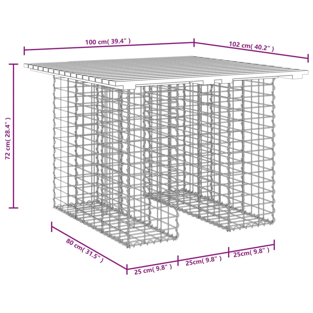 Zahradní lavice gabionový design 100x102x72 cm masivní borovice
