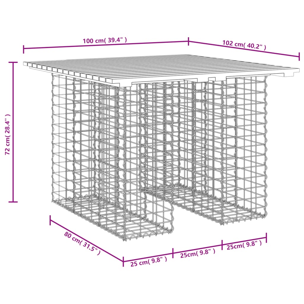 Zahradní lavice gabionový design 100x102x72cm masivní douglaska