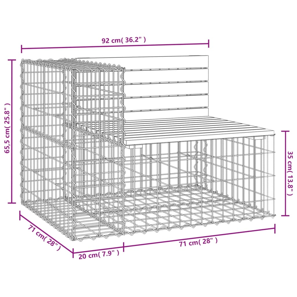 Zahradní lavice gabionový design 92x71x65,5cm masivní douglaska