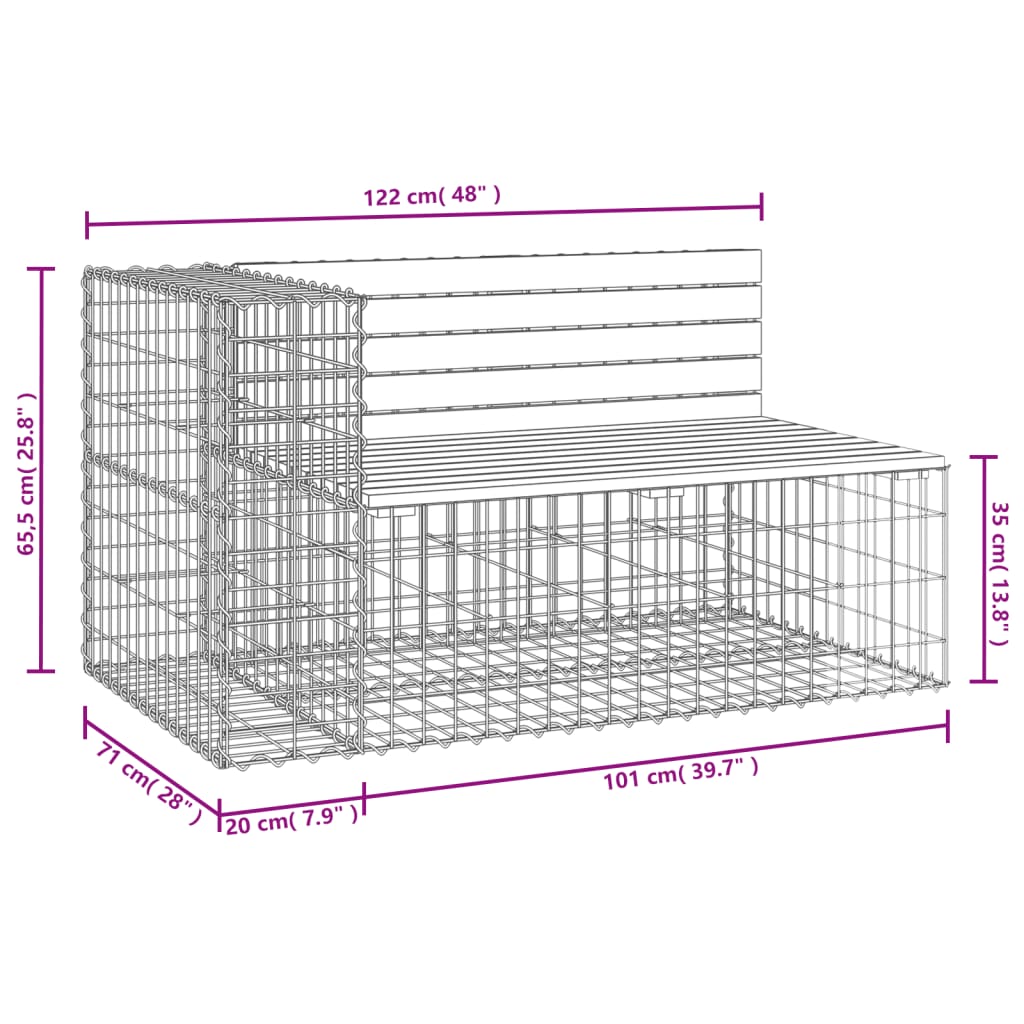 Zahradní lavice gabionový design 122 x 71 x 65,5 cm douglaska