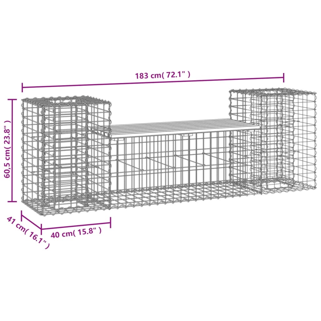 Zahradní lavice gabionový design 183x41x60,5 cm dřevo douglasky