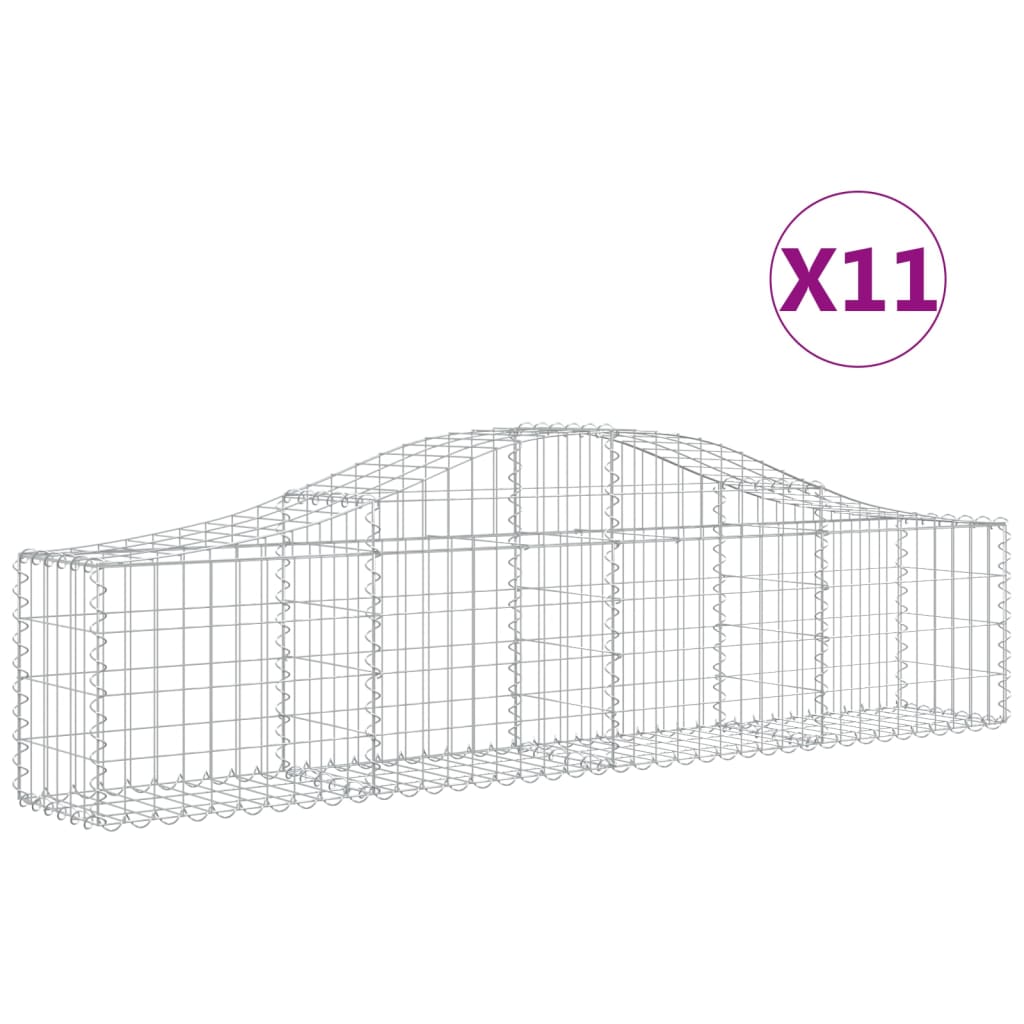 Klenuté gabionové koše 11 ks 200x30x40/60 cm pozinkované železo