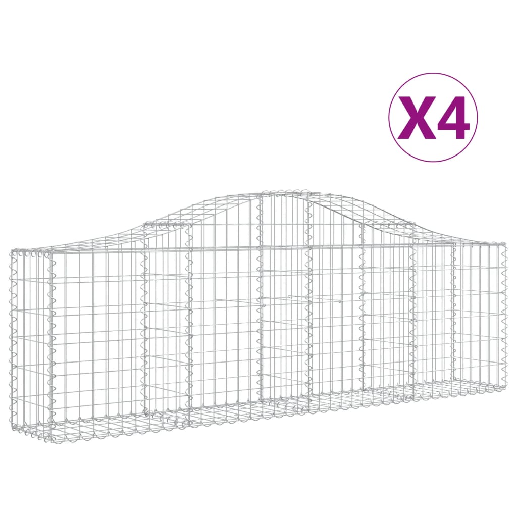 Klenuté gabionové koše 4 ks 200x30x60/80 cm pozinkované železo