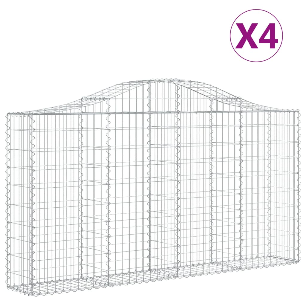 Klenuté gabionové koše 4 ks 200x30x100/120cm pozinkované železo