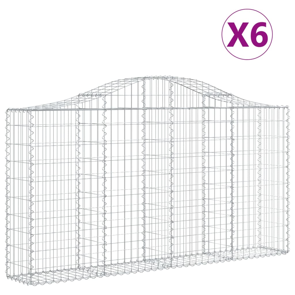Klenuté gabionové koše 6 ks 200x30x100/120cm pozinkované železo
