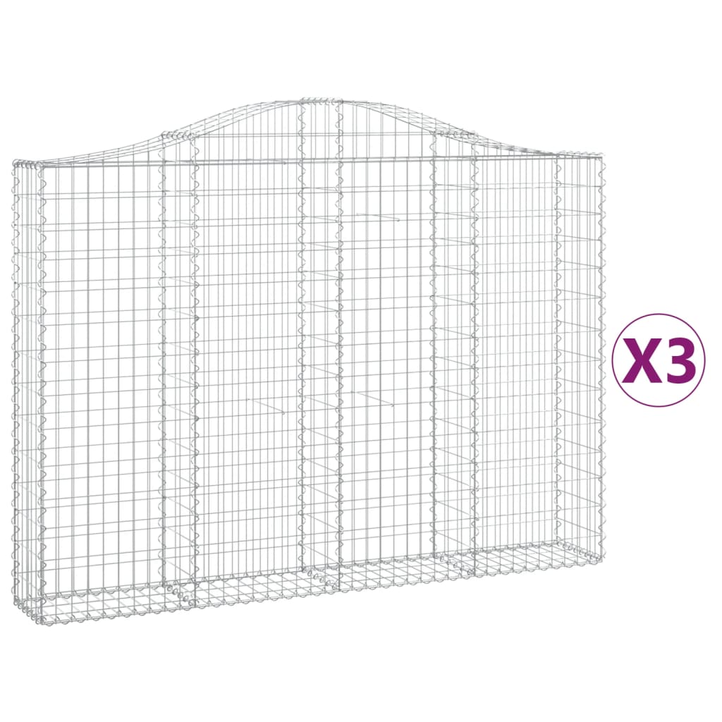 Klenuté gabionové koše 3 ks 200x30x140/160cm pozinkované železo