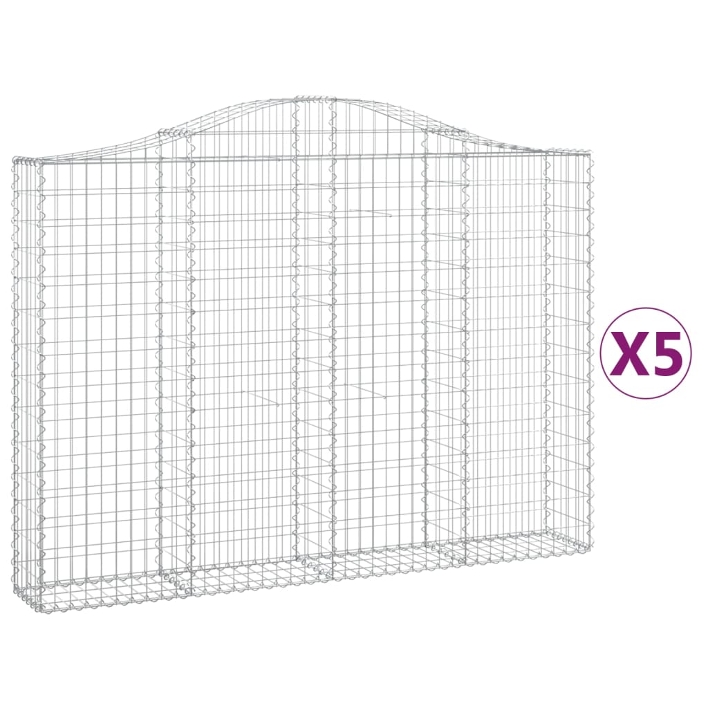 Klenuté gabionové koše 5 ks 200x30x140/160cm pozinkované železo