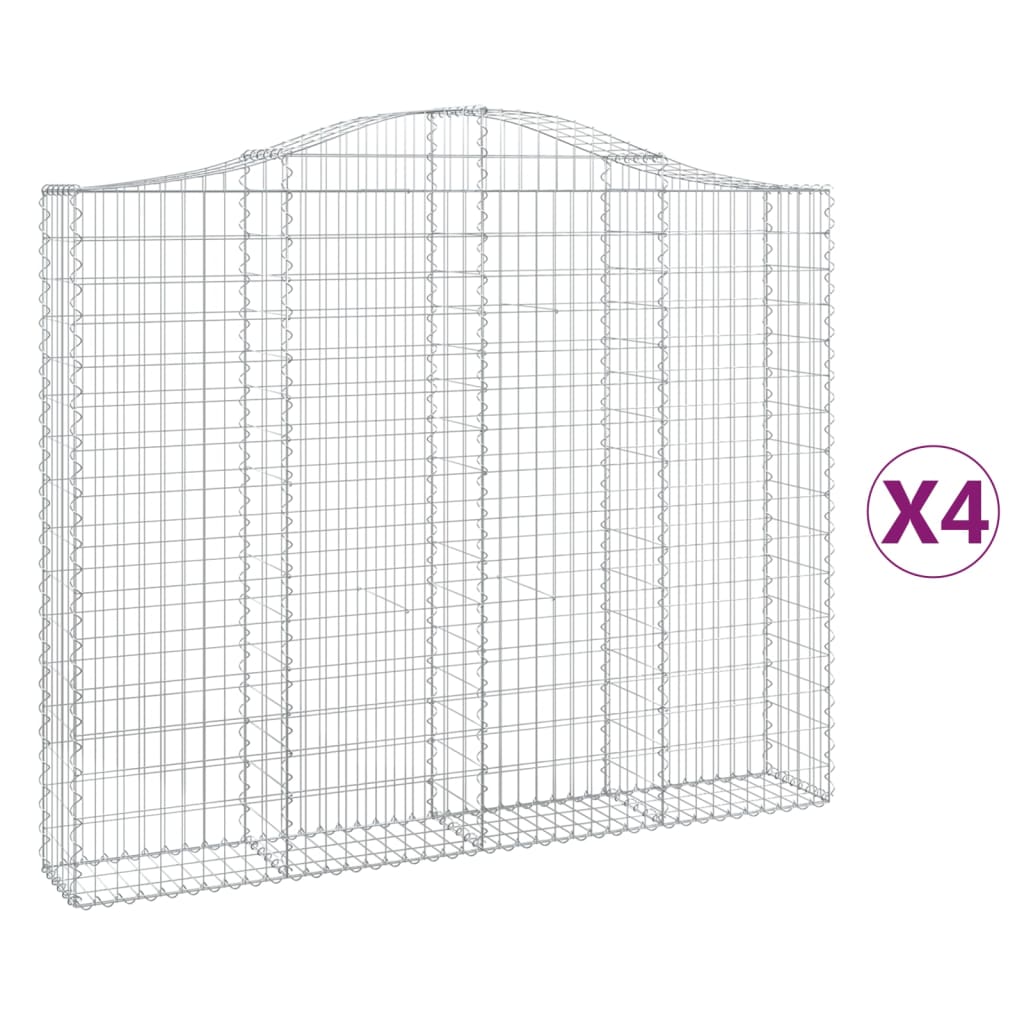 Klenuté gabionové koše 4 ks 200x30x160/180cm pozinkované železo