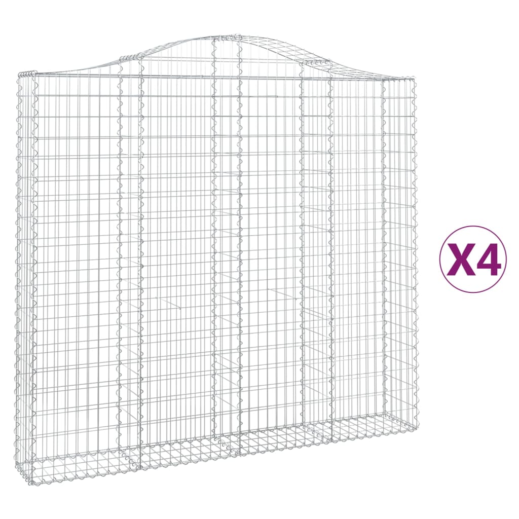 Klenuté gabionové koše 4 ks 200x30x180/200cm pozinkované železo