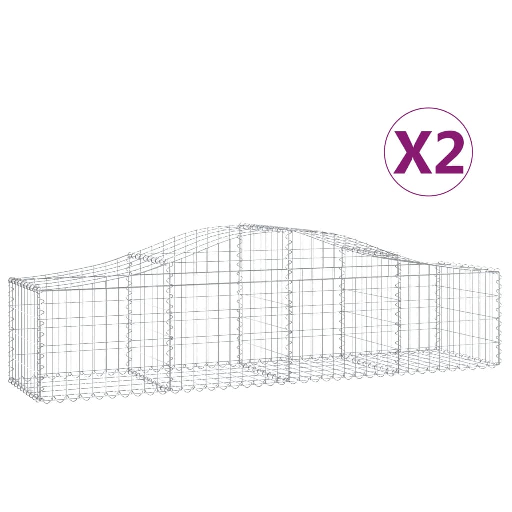 Klenuté gabionové koše 2 ks 200x50x40/60 cm pozinkované železo
