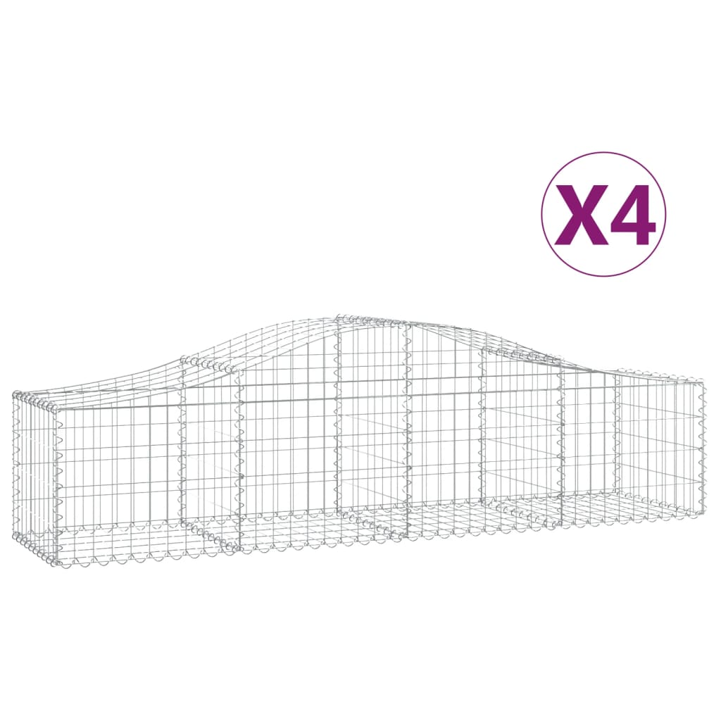 Klenuté gabionové koše 4 ks 200x50x40/60 cm pozinkované železo