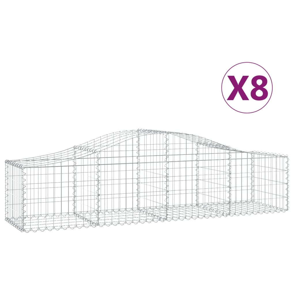 Klenuté gabionové koše 8 ks 200x50x40/60 cm pozinkované železo