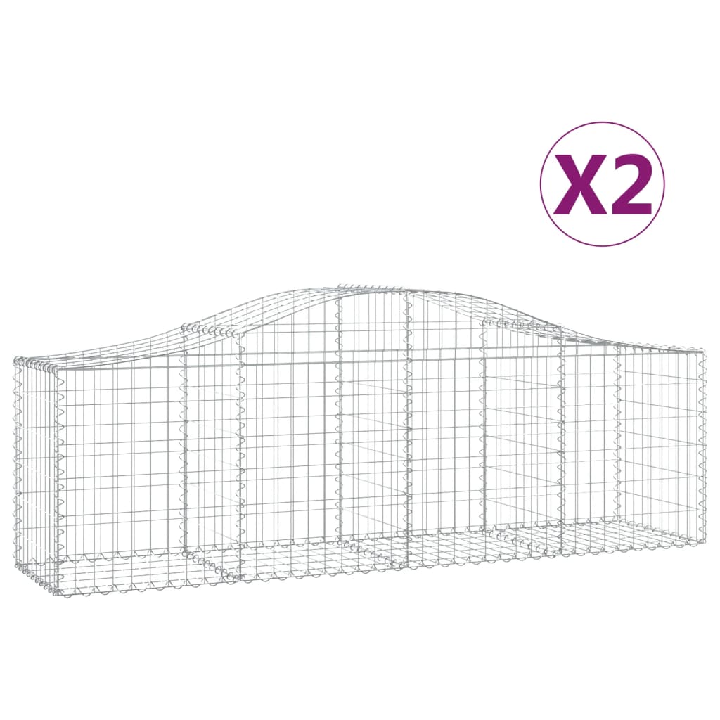 Klenuté gabionové koše 2 ks 200x50x60/80 cm pozinkované železo