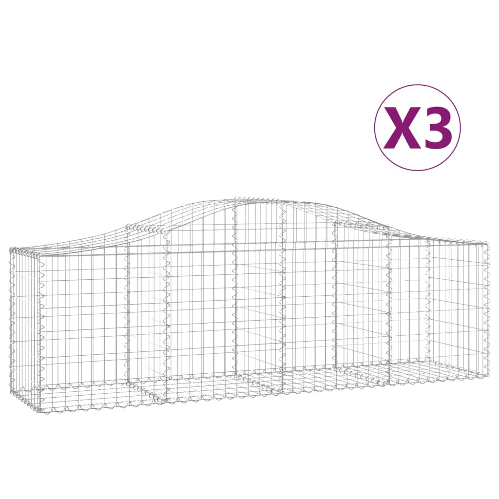 Klenuté gabionové koše 3 ks 200x50x60/80 cm pozinkované železo