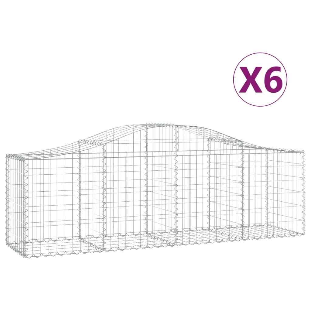 Klenuté gabionové koše 6 ks 200x50x60/80 cm pozinkované železo