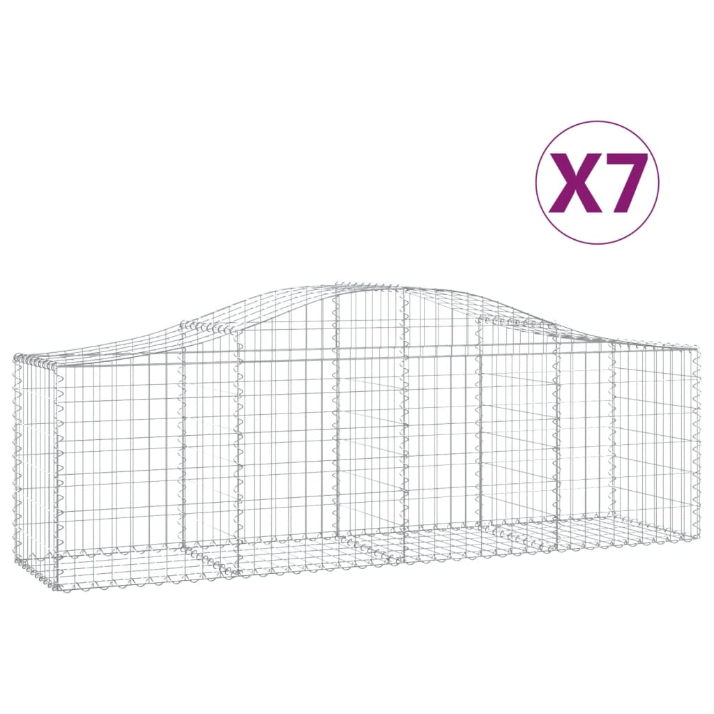 Klenuté gabionové koše 7 ks 200x50x60/80 cm pozinkované železo