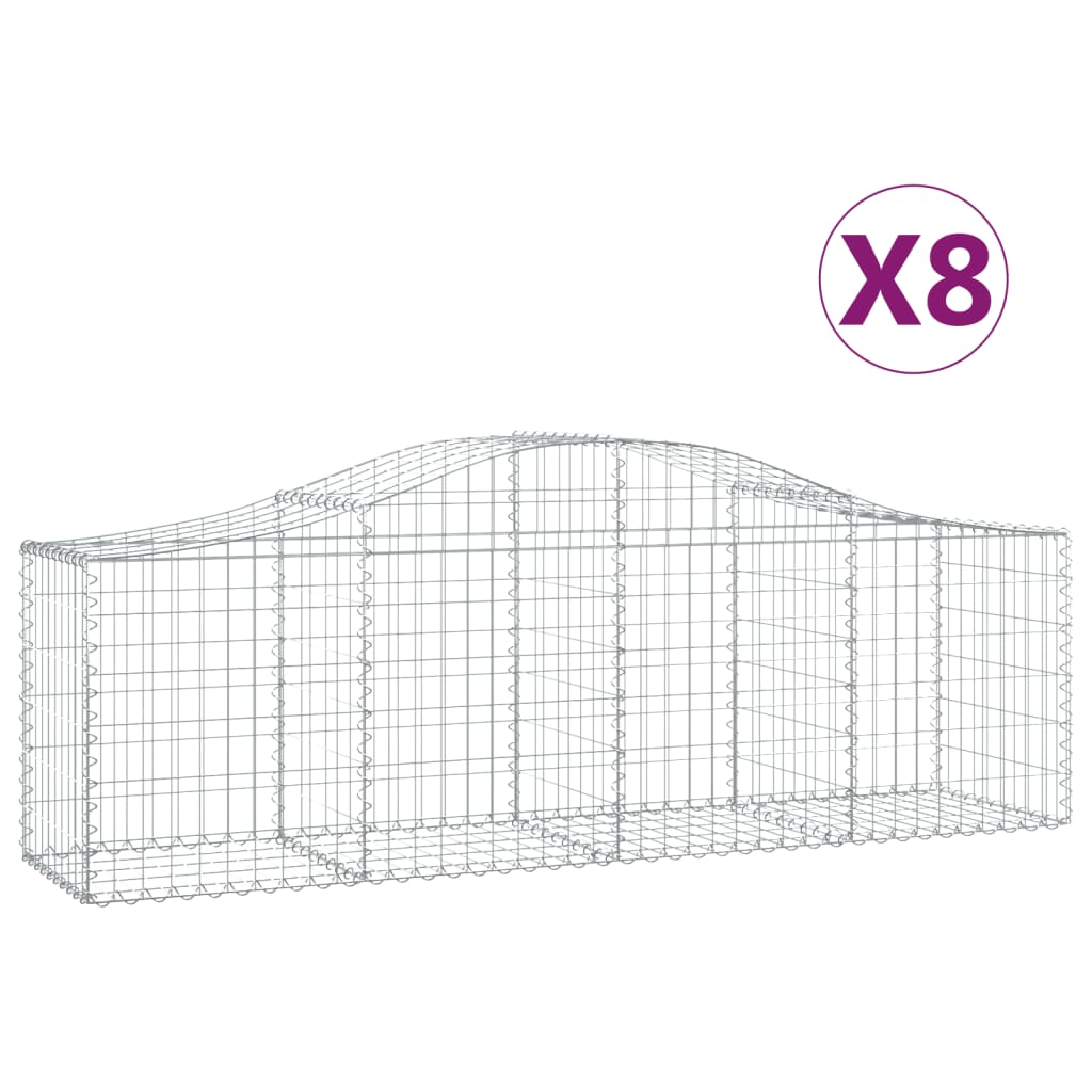 Klenuté gabionové koše 8 ks 200x50x60/80 cm pozinkované železo