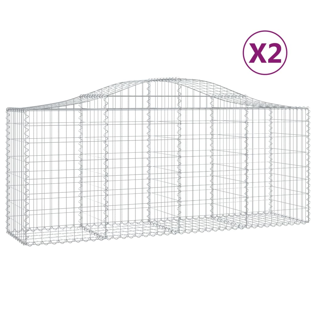 Klenuté gabionové koše 2 ks 200x50x80/100 cm pozinkované železo