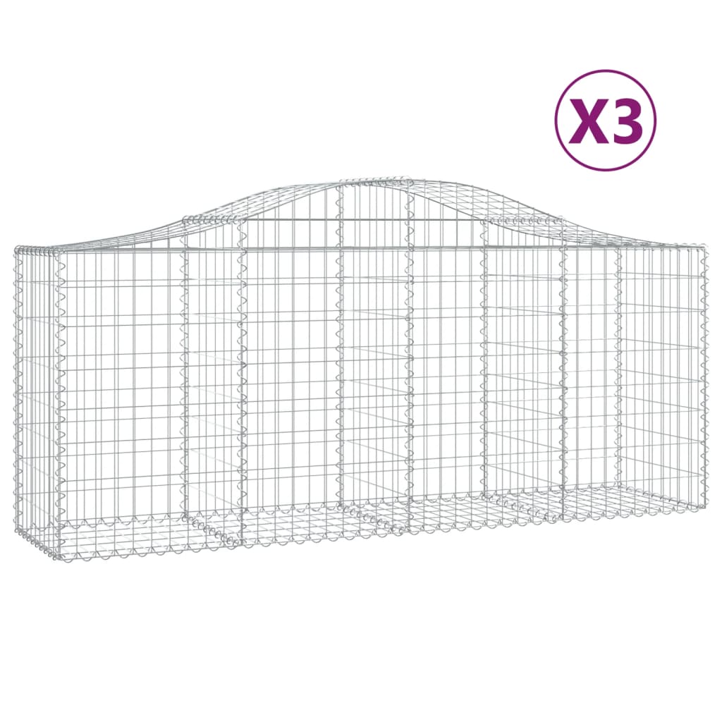 Klenuté gabionové koše 3 ks 200x50x80/100 cm pozinkované železo