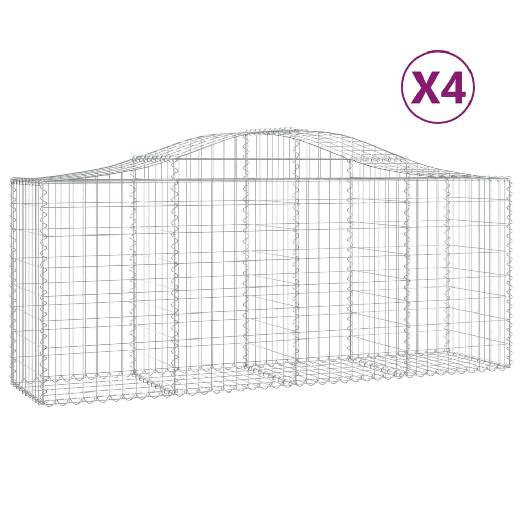 Klenuté gabionové koše 4 ks 200x50x80/100 cm pozinkované železo