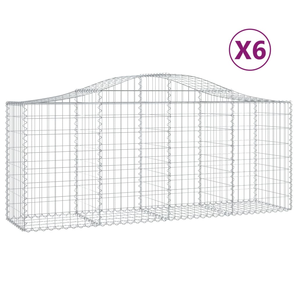 Klenuté gabionové koše 6 ks 200x50x80/100 cm pozinkované železo