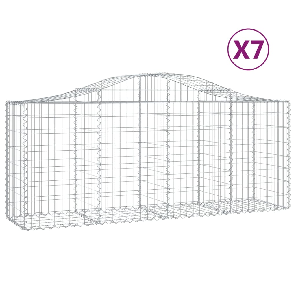 Klenuté gabionové koše 7 ks 200x50x80/100 cm pozinkované železo