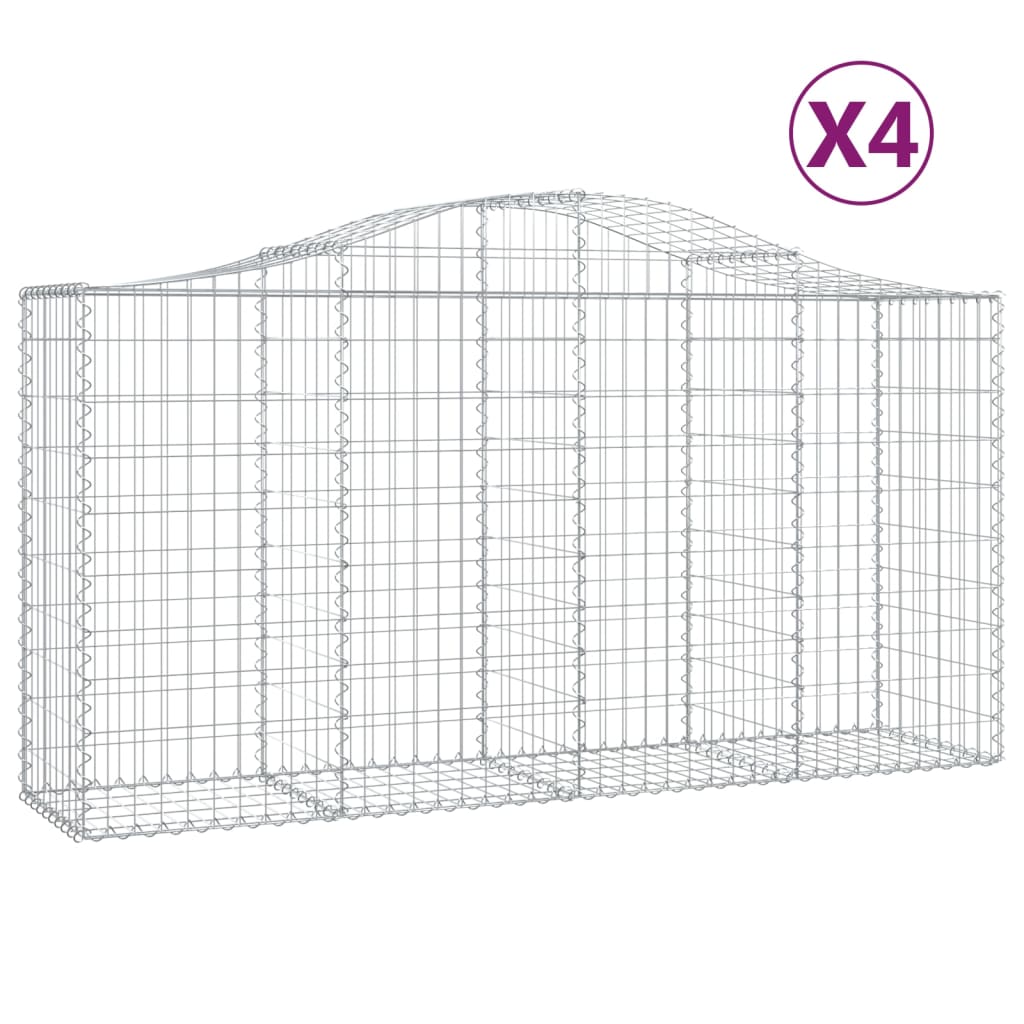Klenuté gabionové koše 4 ks 200x50x100/120cm pozinkované železo