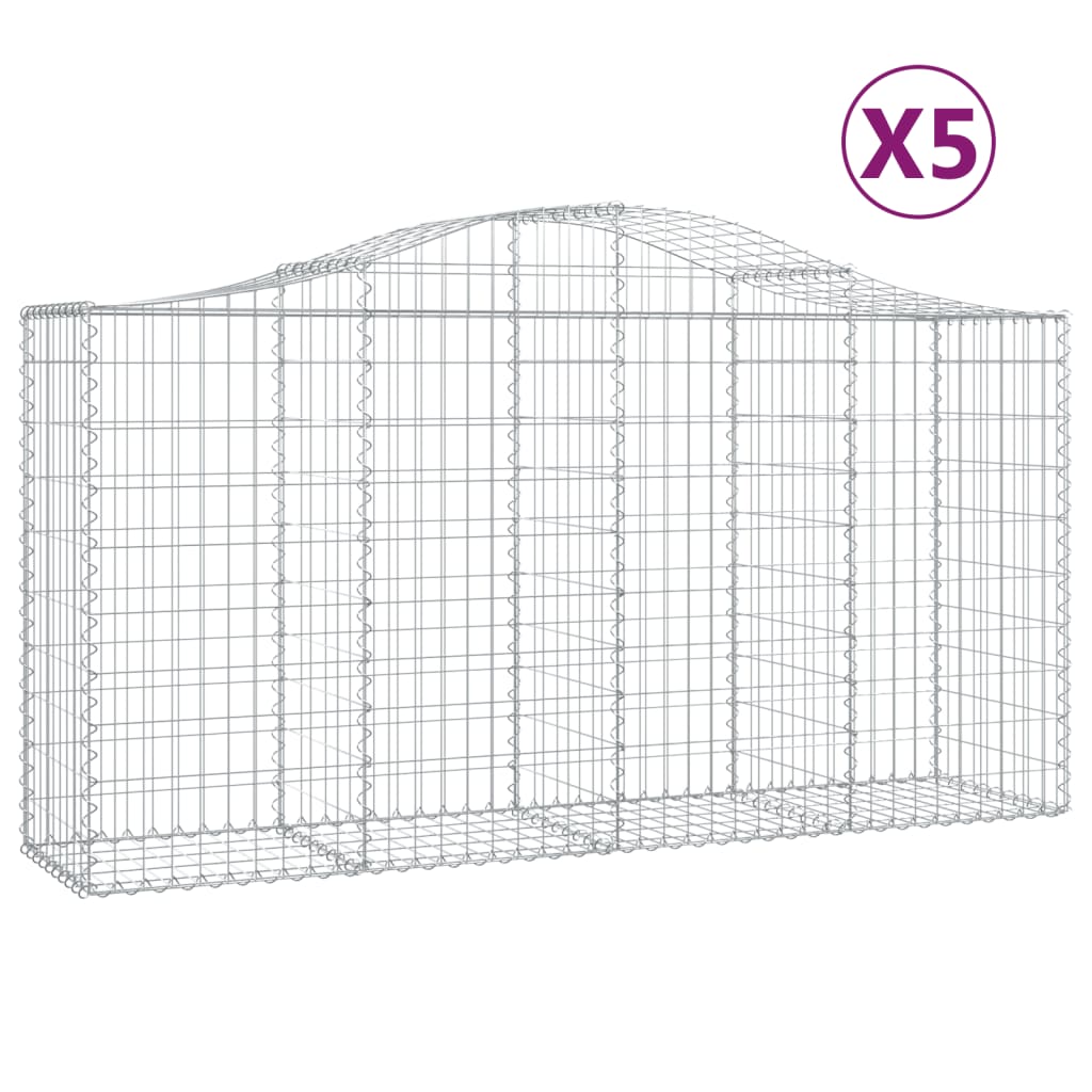 Klenuté gabionové koše 5 ks 200x50x100/120cm pozinkované železo
