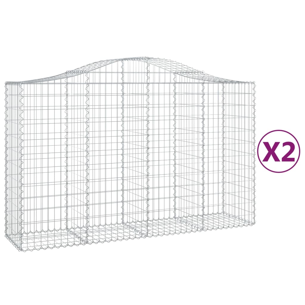 Klenuté gabionové koše 2 ks 200x50x120/140cm pozinkované železo
