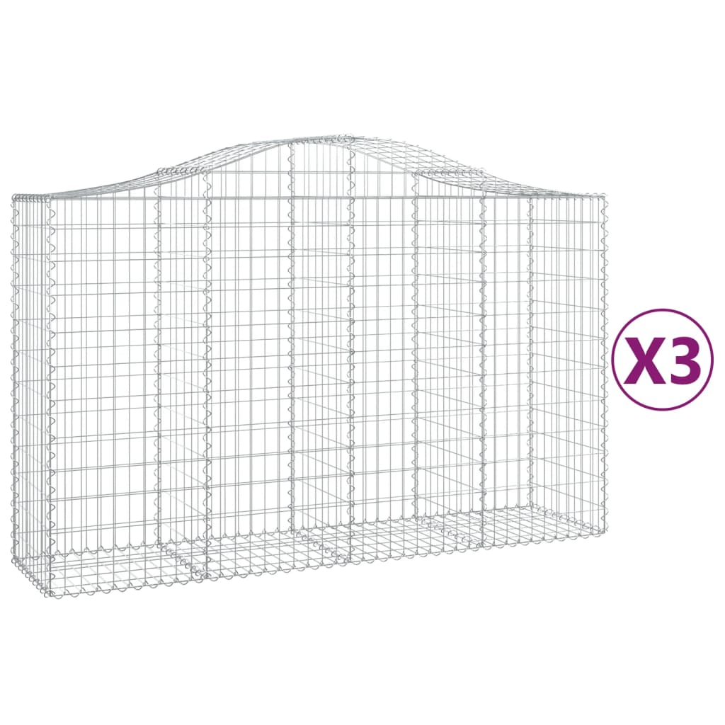 Klenuté gabionové koše 3 ks 200x50x120/140cm pozinkované železo