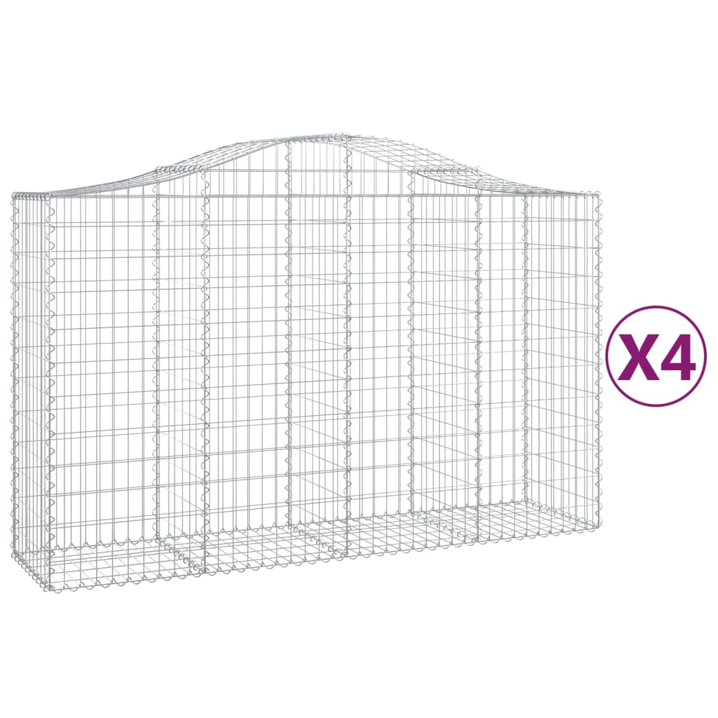 Klenuté gabionové koše 4 ks 200x50x120/140cm pozinkované železo