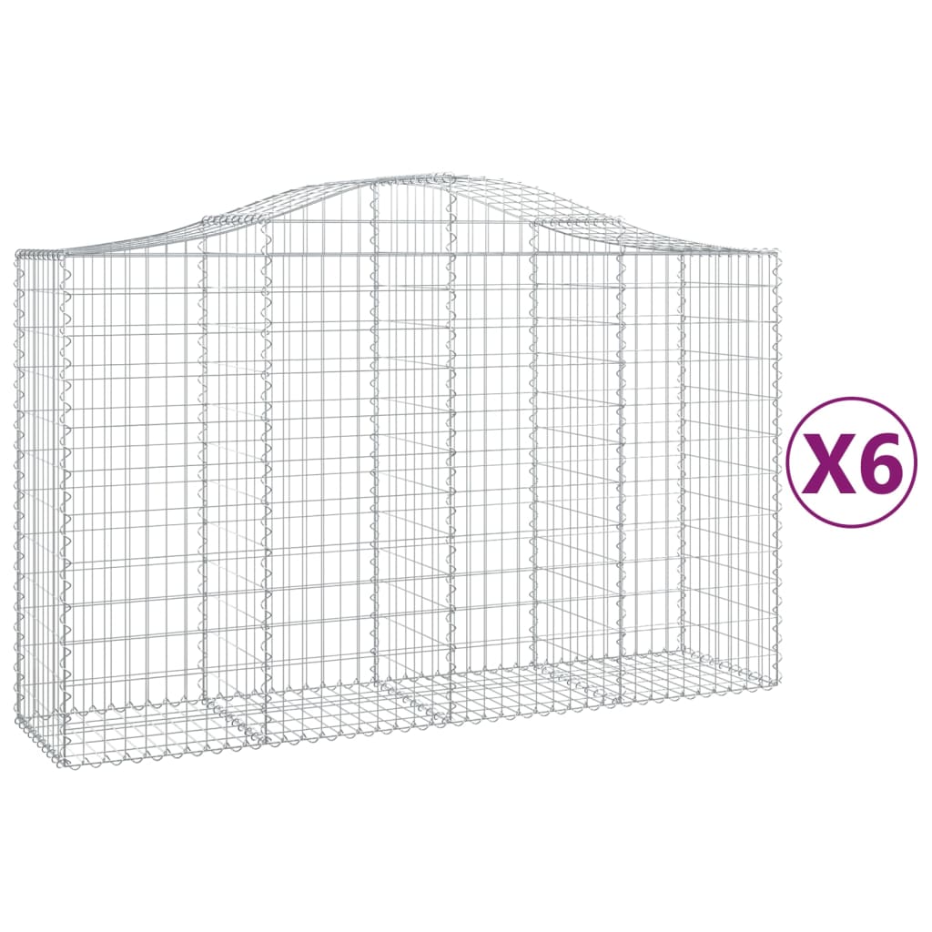 Klenuté gabionové koše 6 ks 200x50x120/140cm pozinkované železo