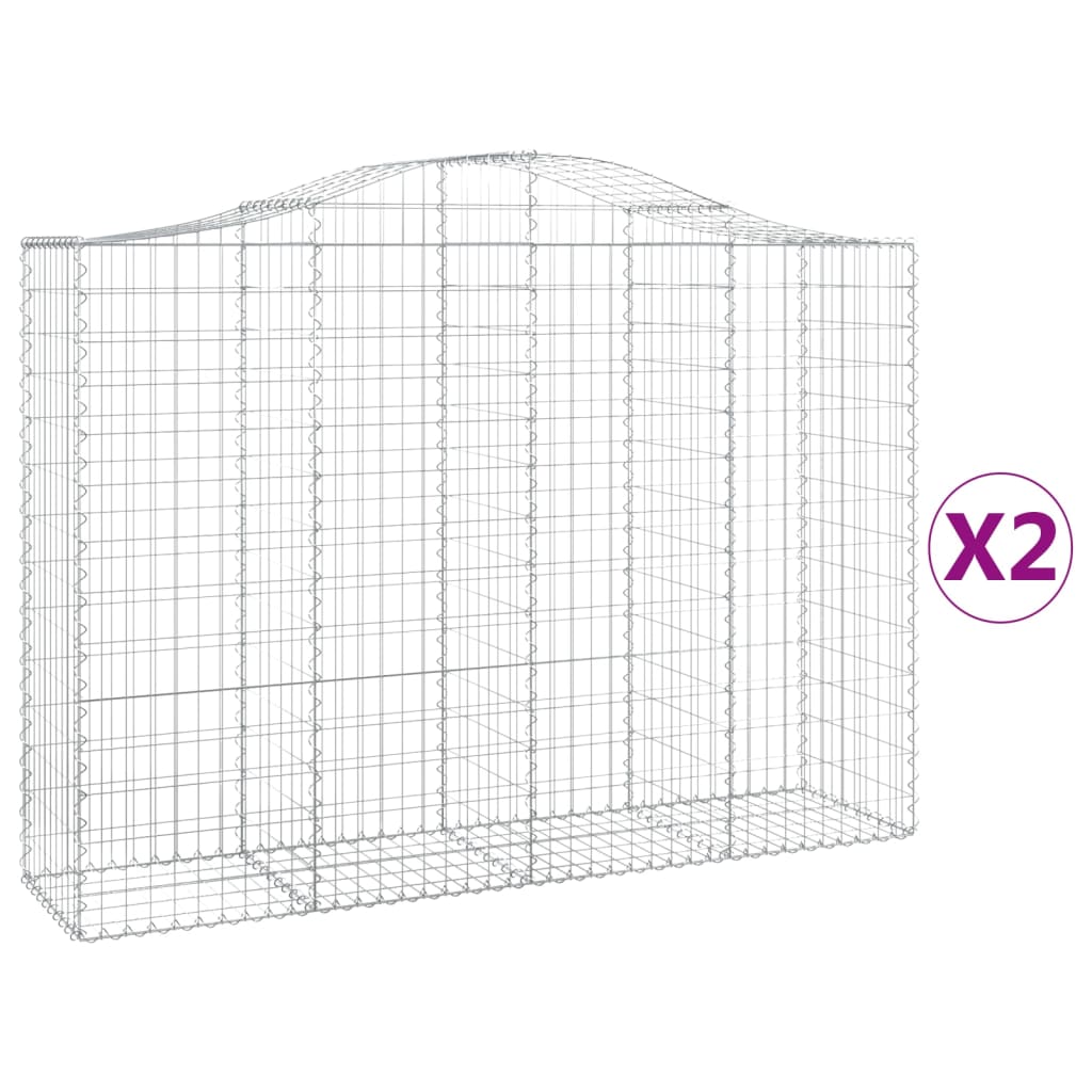 Klenuté gabionové koše 2 ks 200x50x140/160cm pozinkované železo